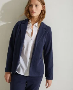 YERSE Jackets And Blazers^100% Cotton Sport Coat Navy