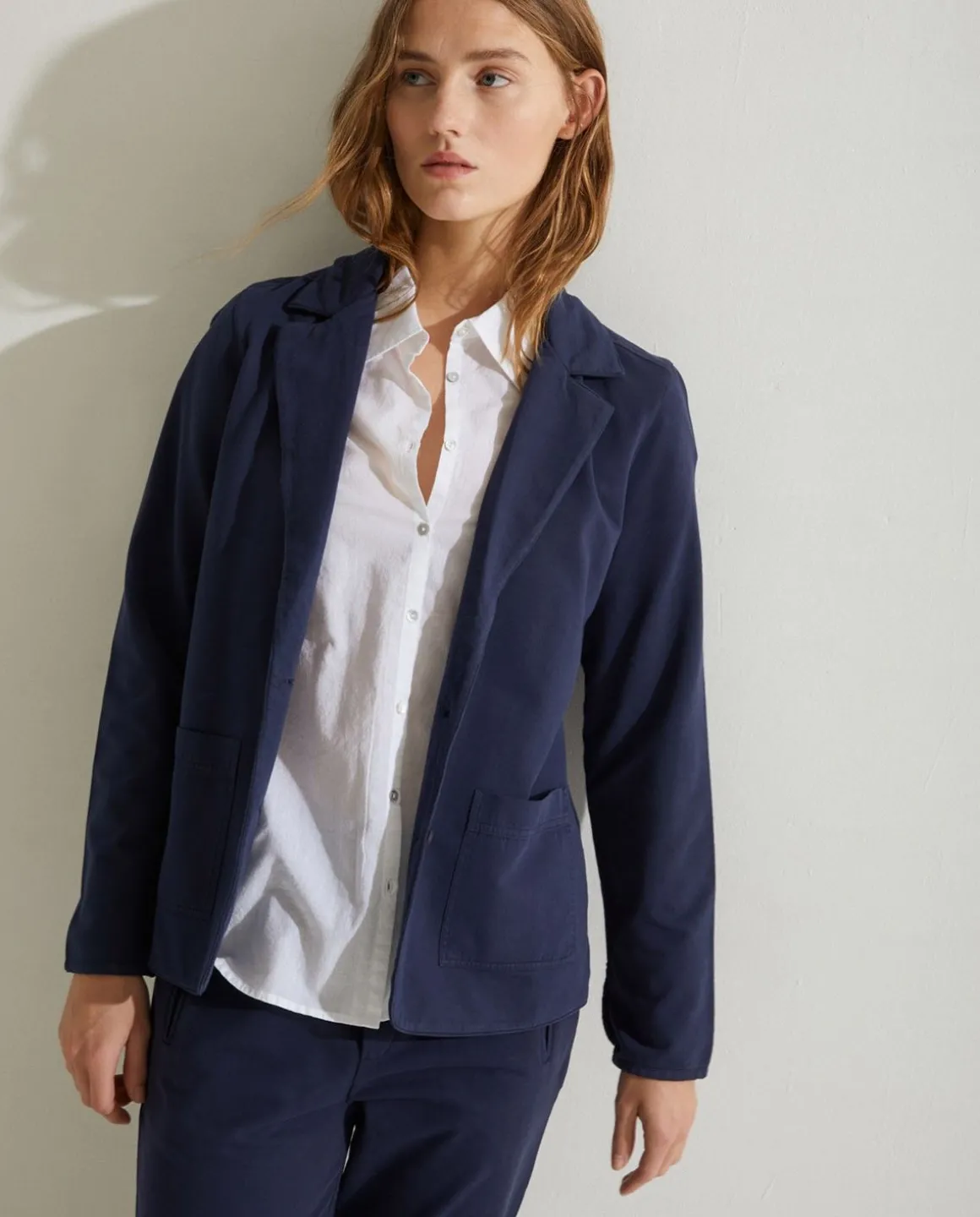 YERSE Jackets And Blazers^100% Cotton Sport Coat Navy