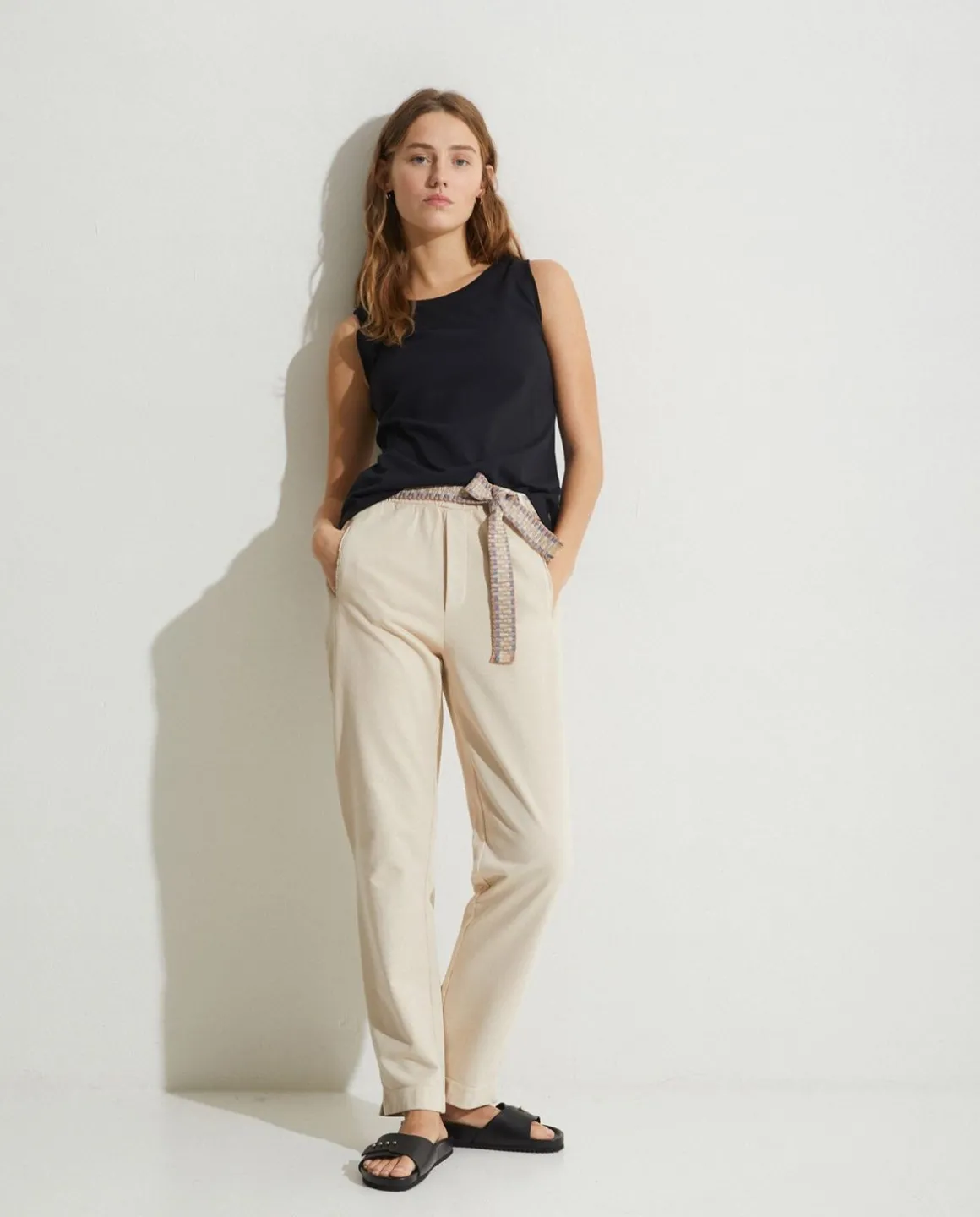 YERSE Trousers And Jeans^100% Cotton Trousers Beige