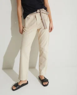 YERSE Trousers And Jeans^100% Cotton Trousers Beige