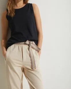 YERSE Trousers And Jeans^100% Cotton Trousers Beige