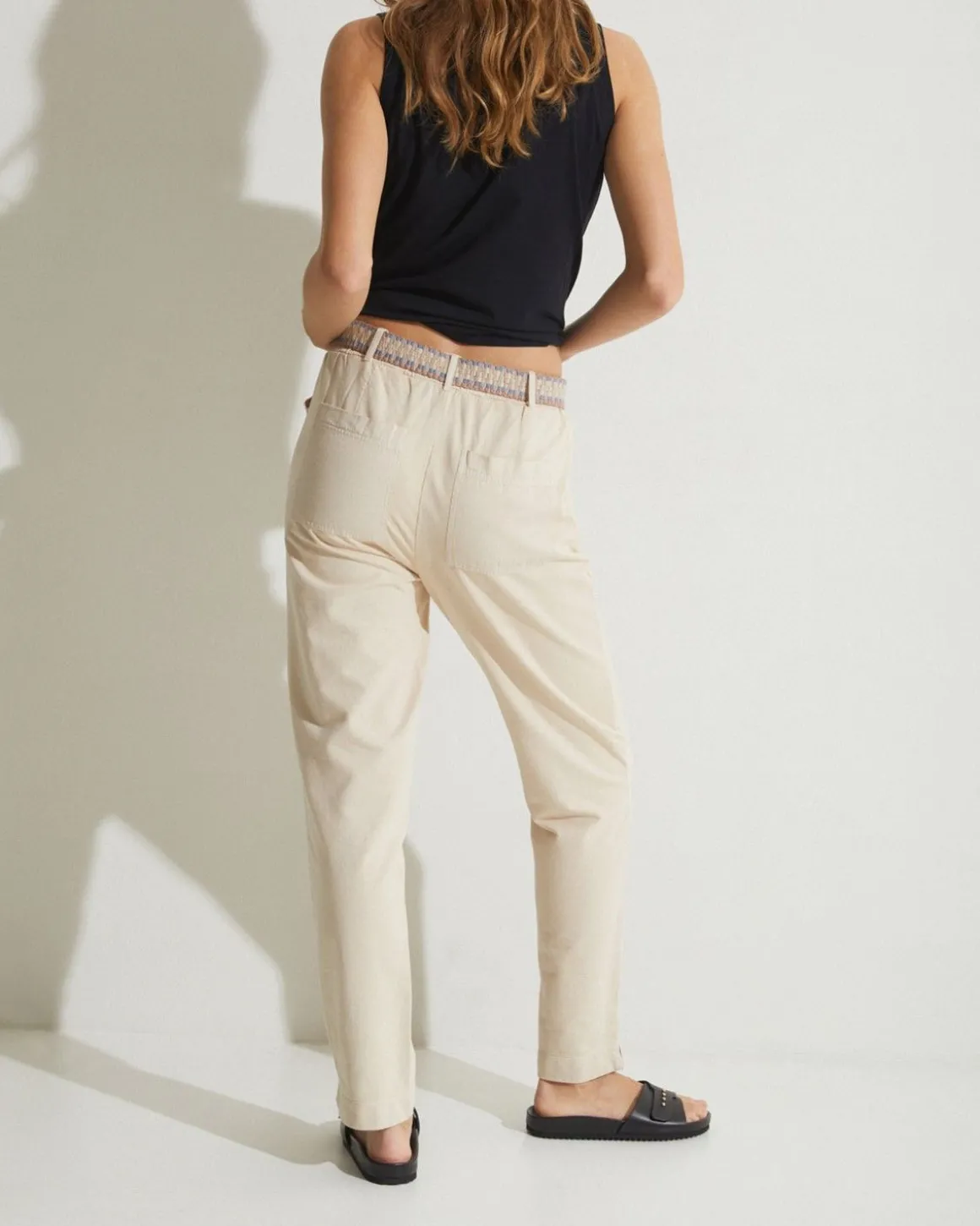 YERSE Trousers And Jeans^100% Cotton Trousers Beige