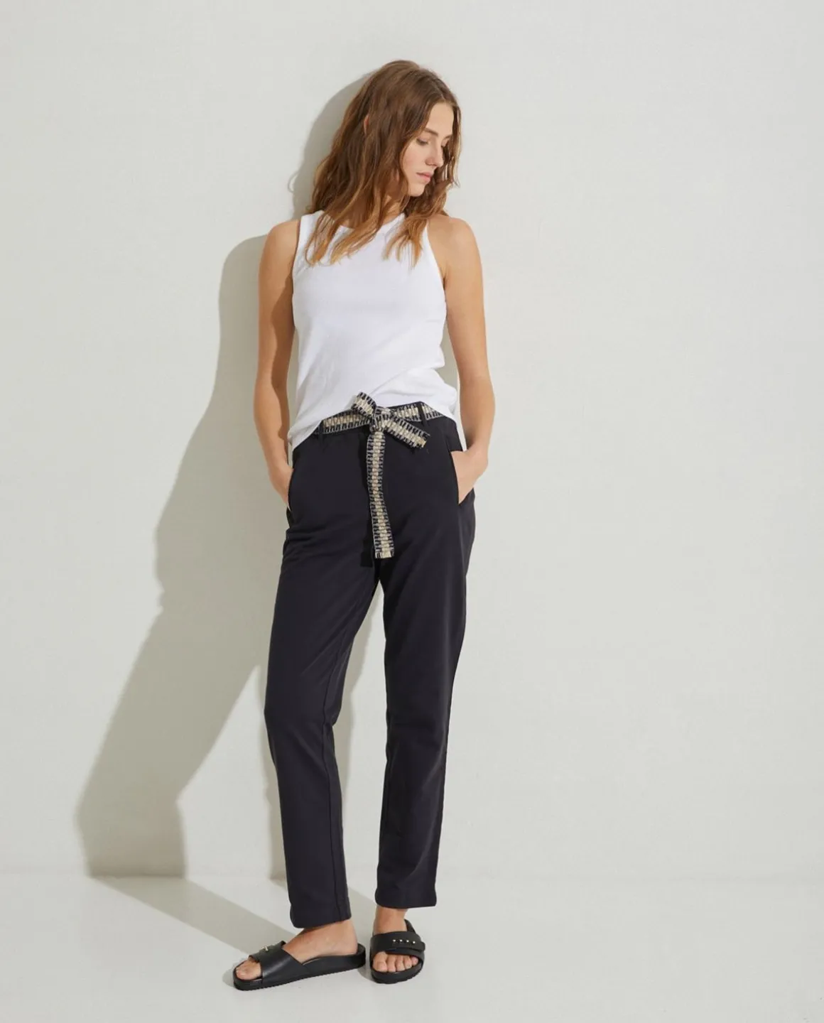 YERSE Trousers And Jeans^100% Cotton Trousers Black