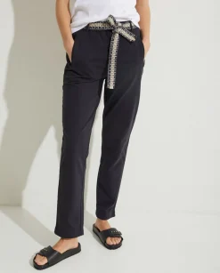 YERSE Trousers And Jeans^100% Cotton Trousers Black