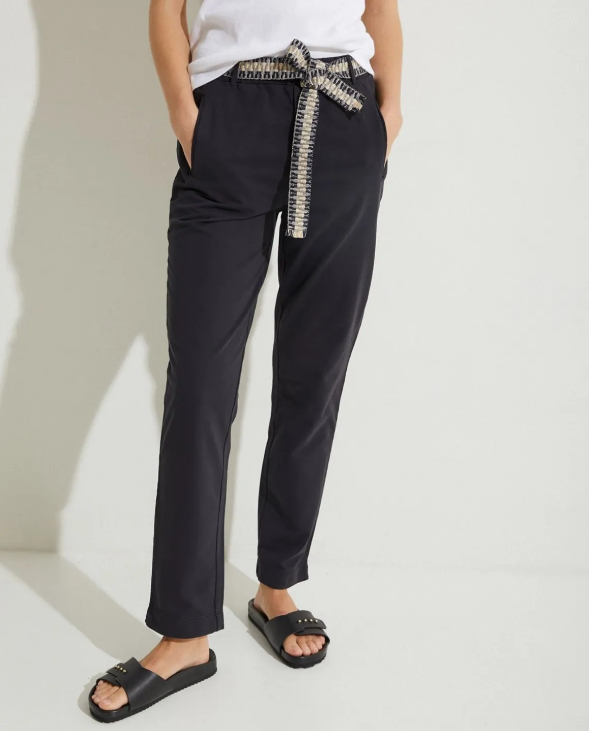 YERSE Trousers And Jeans^100% Cotton Trousers Black