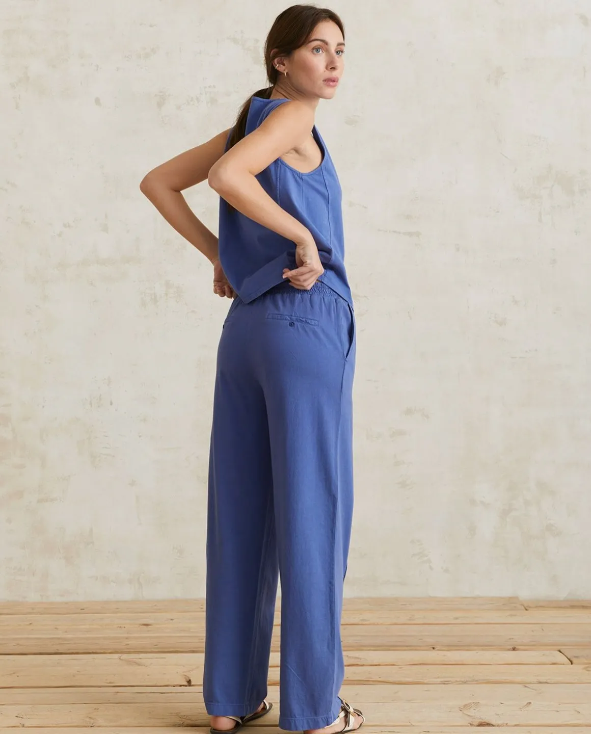 YERSE Trousers And Jeans^100% Cotton Trousers Blue