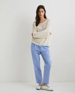 YERSE Trousers And Jeans^100% Cotton Trousers Blue