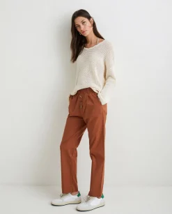 YERSE Trousers And Jeans^100% Cotton Trousers Chocolate