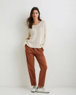 YERSE Trousers And Jeans^100% Cotton Trousers Chocolate