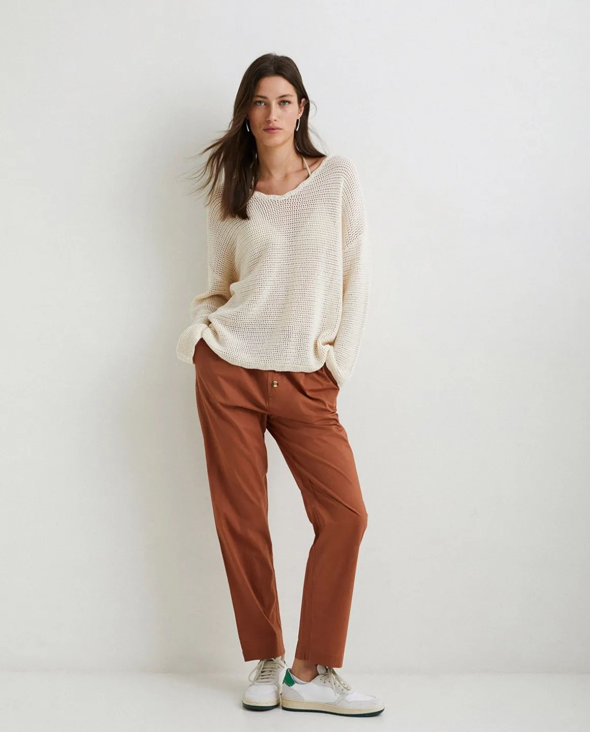 YERSE Trousers And Jeans^100% Cotton Trousers Chocolate