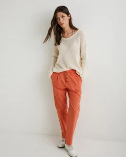 YERSE Trousers And Jeans^100% Cotton Trousers Orange
