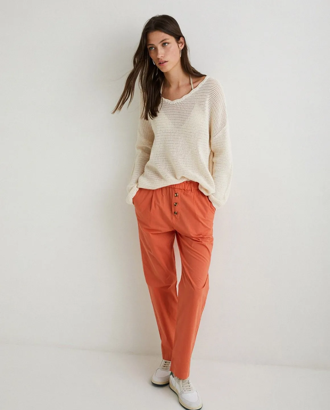 YERSE Trousers And Jeans^100% Cotton Trousers Orange