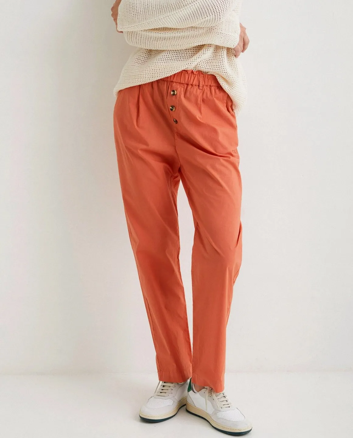 YERSE Trousers And Jeans^100% Cotton Trousers Orange