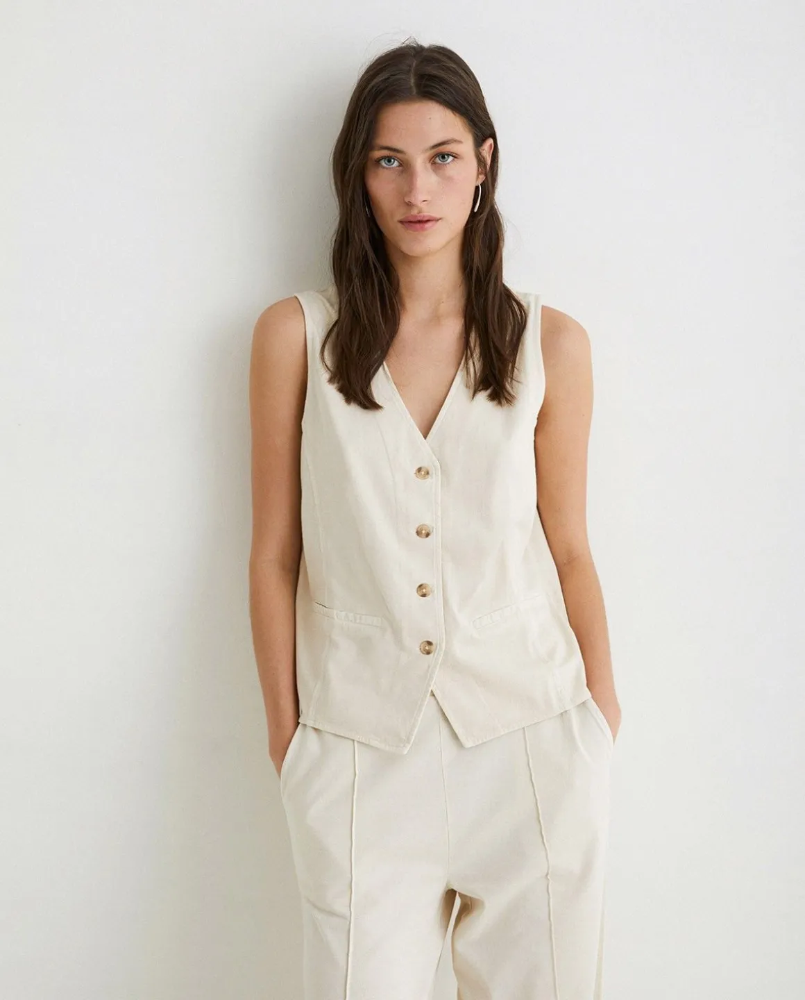 YERSE Shirts And Blouses^100% Cotton Vest Natural
