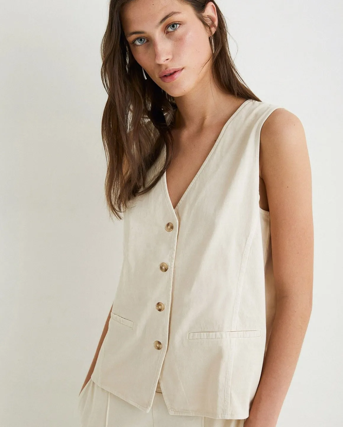 YERSE Shirts And Blouses^100% Cotton Vest Natural