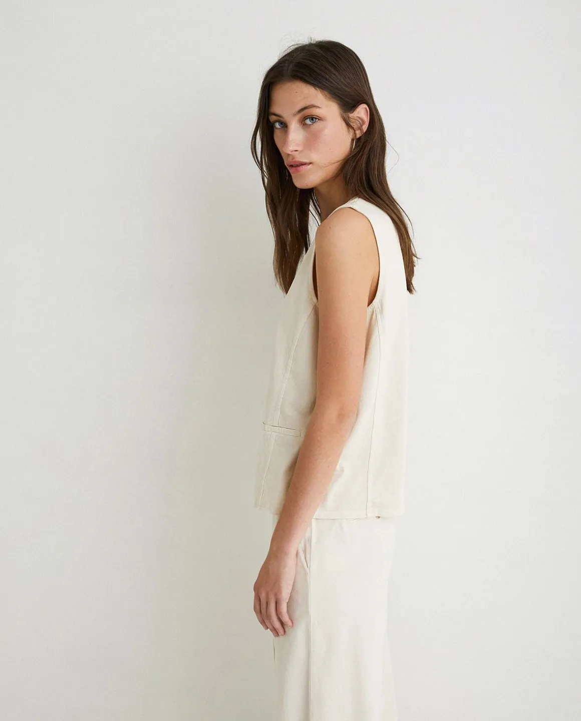 YERSE Shirts And Blouses^100% Cotton Vest Natural