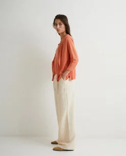 YERSE Sweaters & Cardigans^100% Linen Cardigan Orange
