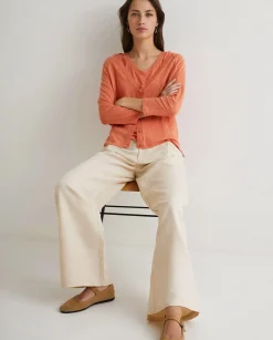 YERSE Sweaters & Cardigans^100% Linen Cardigan Orange