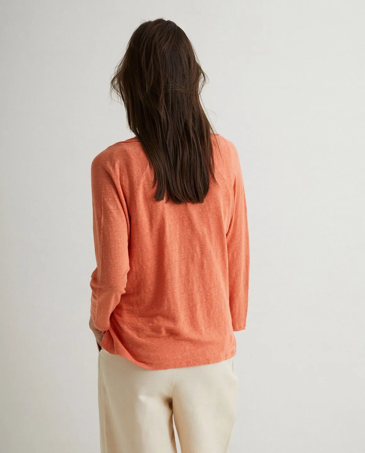 YERSE Sweaters & Cardigans^100% Linen Cardigan Orange
