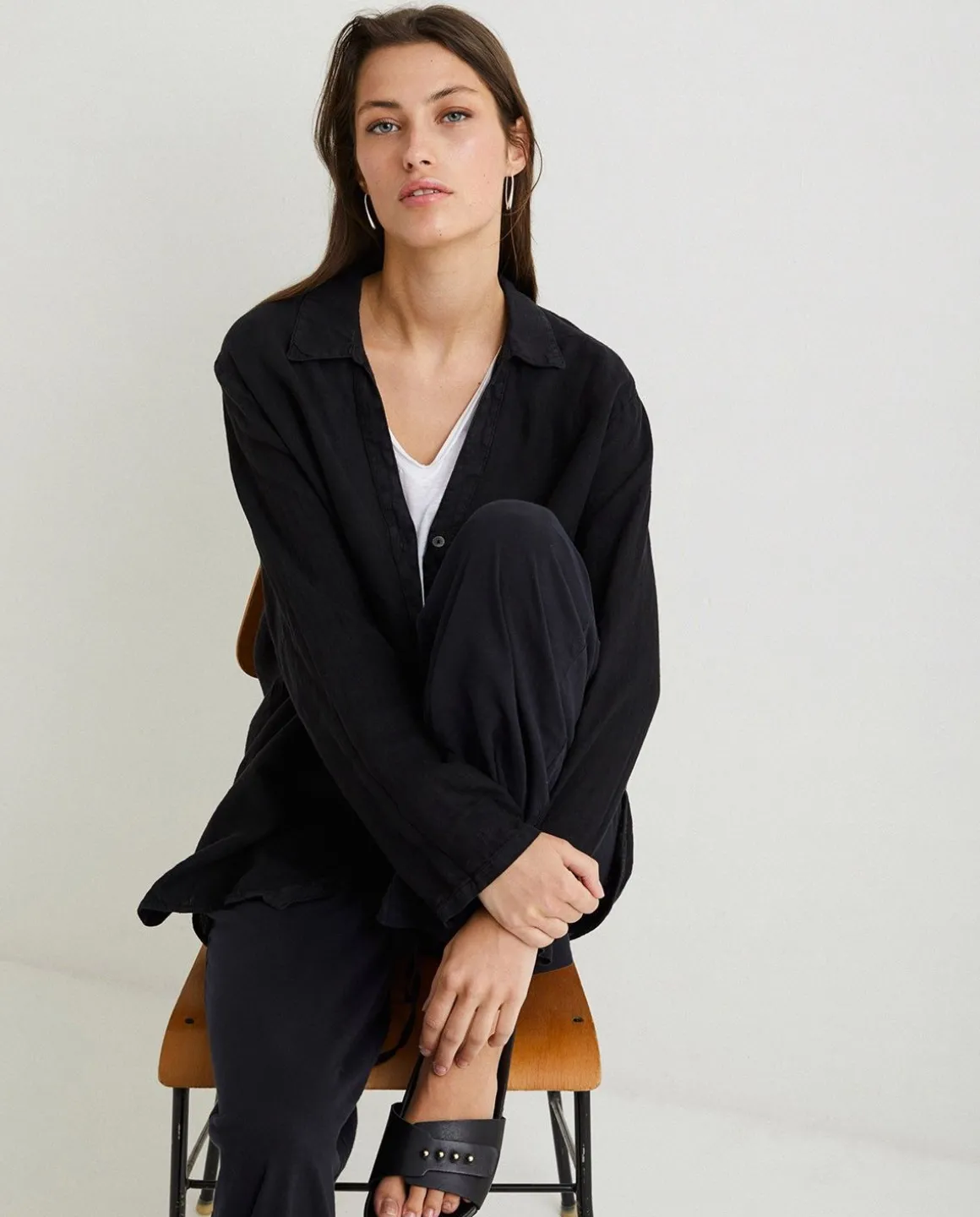 YERSE Shirts And Blouses^100% Linen Shirt Black