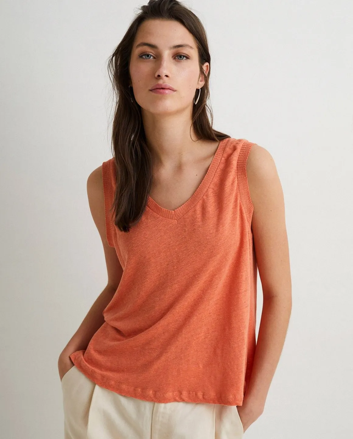 YERSE T- Shirts And Tops^100% Linen Top Orange