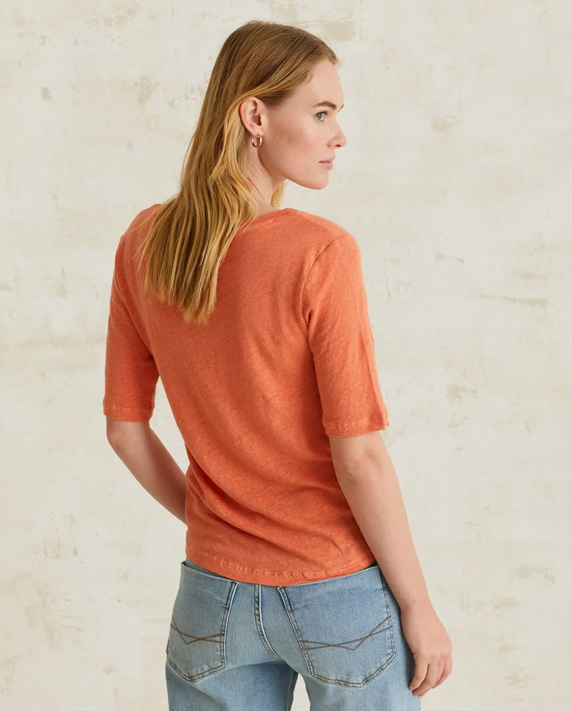 YERSE T- Shirts And Tops^100% Linen T-Shirt Orange