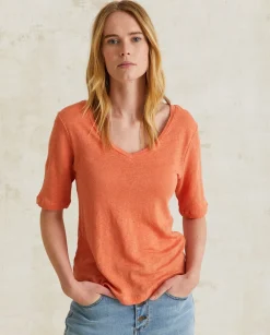 YERSE T- Shirts And Tops^100% Linen T-Shirt Orange