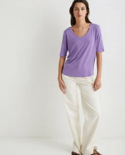 YERSE T- Shirts And Tops^100% Linen T-Shirt Purple
