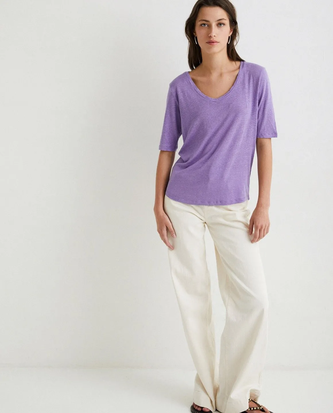 YERSE T- Shirts And Tops^100% Linen T-Shirt Purple