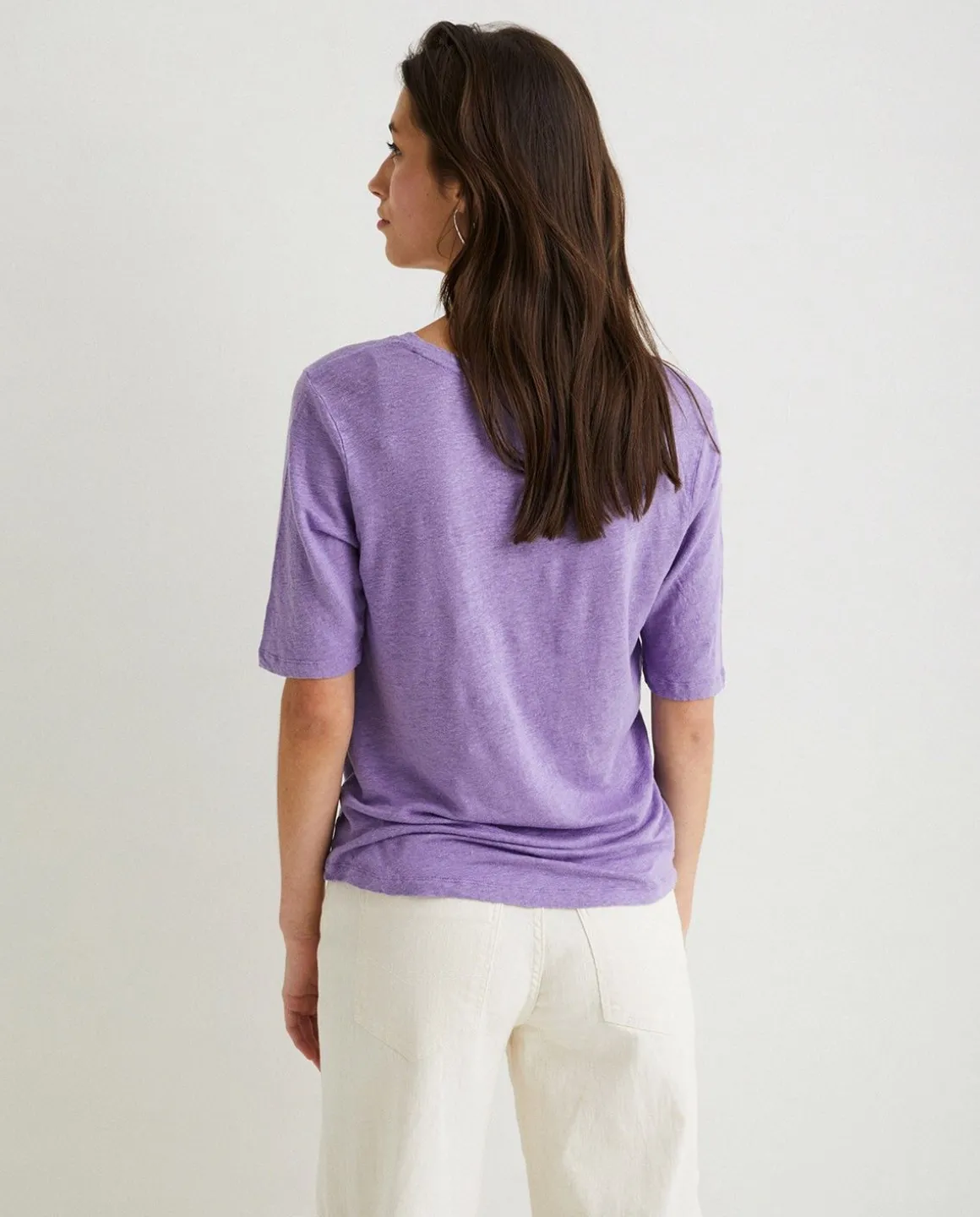 YERSE T- Shirts And Tops^100% Linen T-Shirt Purple