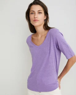 YERSE T- Shirts And Tops^100% Linen T-Shirt Purple