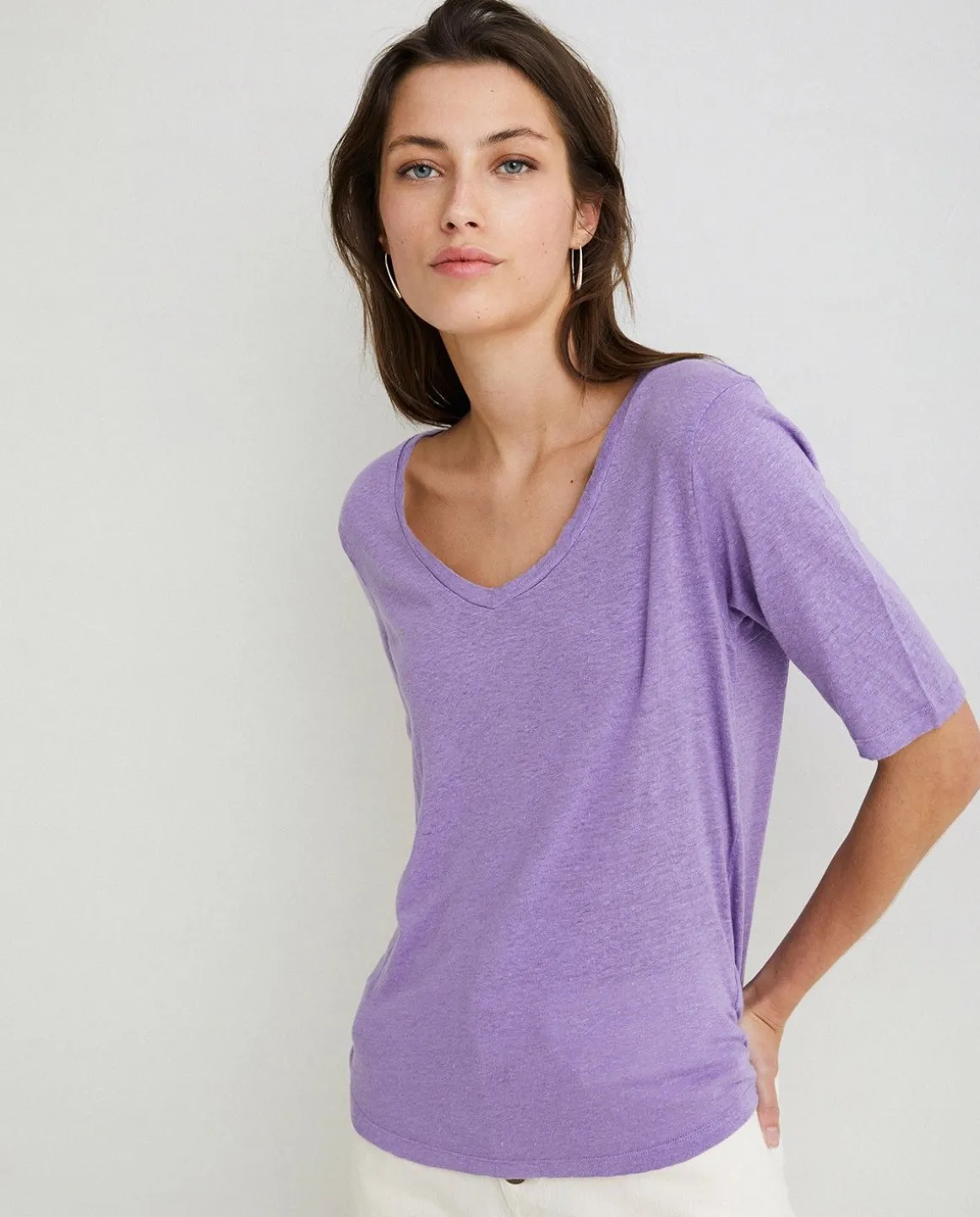 YERSE T- Shirts And Tops^100% Linen T-Shirt Purple