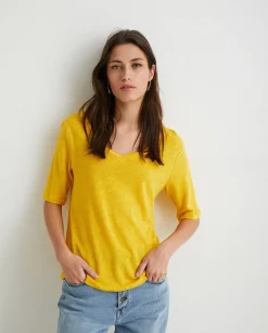 YERSE T- Shirts And Tops^100% Linen T-Shirt Yellow
