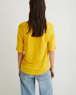 YERSE T- Shirts And Tops^100% Linen T-Shirt Yellow