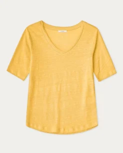 YERSE T- Shirts And Tops^100% Linen T-Shirt Yellow