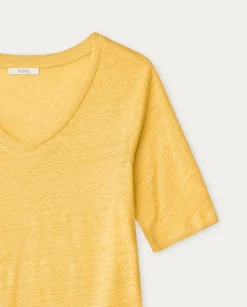 YERSE T- Shirts And Tops^100% Linen T-Shirt Yellow