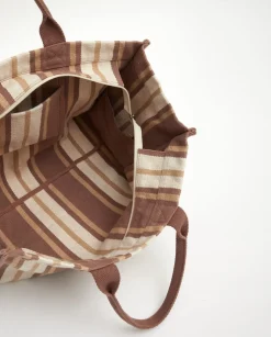 YERSE Bags^Bolso Shopper Rayas Dark Beige