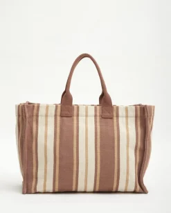 YERSE Bags^Bolso Shopper Rayas Dark Beige