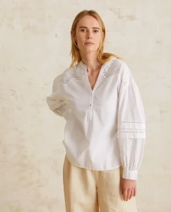 YERSE Shirts And Blouses^Cotton Blouse Embroidery White