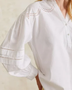 YERSE Shirts And Blouses^Cotton Blouse Embroidery White