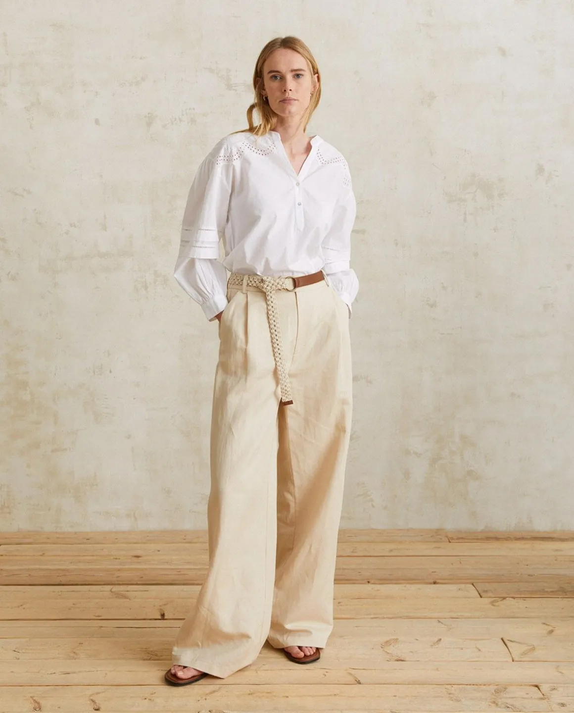 YERSE Shirts And Blouses^Cotton Blouse Embroidery White