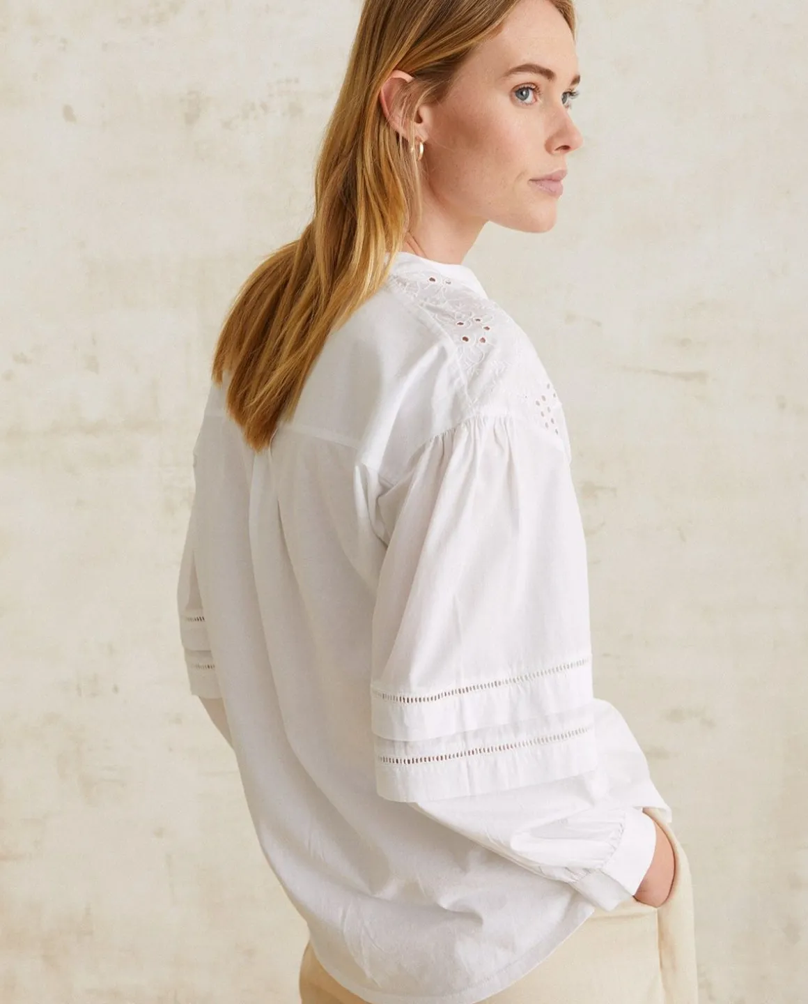 YERSE Shirts And Blouses^Cotton Blouse Embroidery White