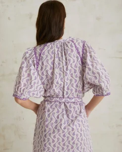 YERSE Dresses And Jumpsuits^Cotton Dress Embroidery Purple