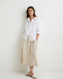 YERSE Skirts^Cotton Long Skirt Beige