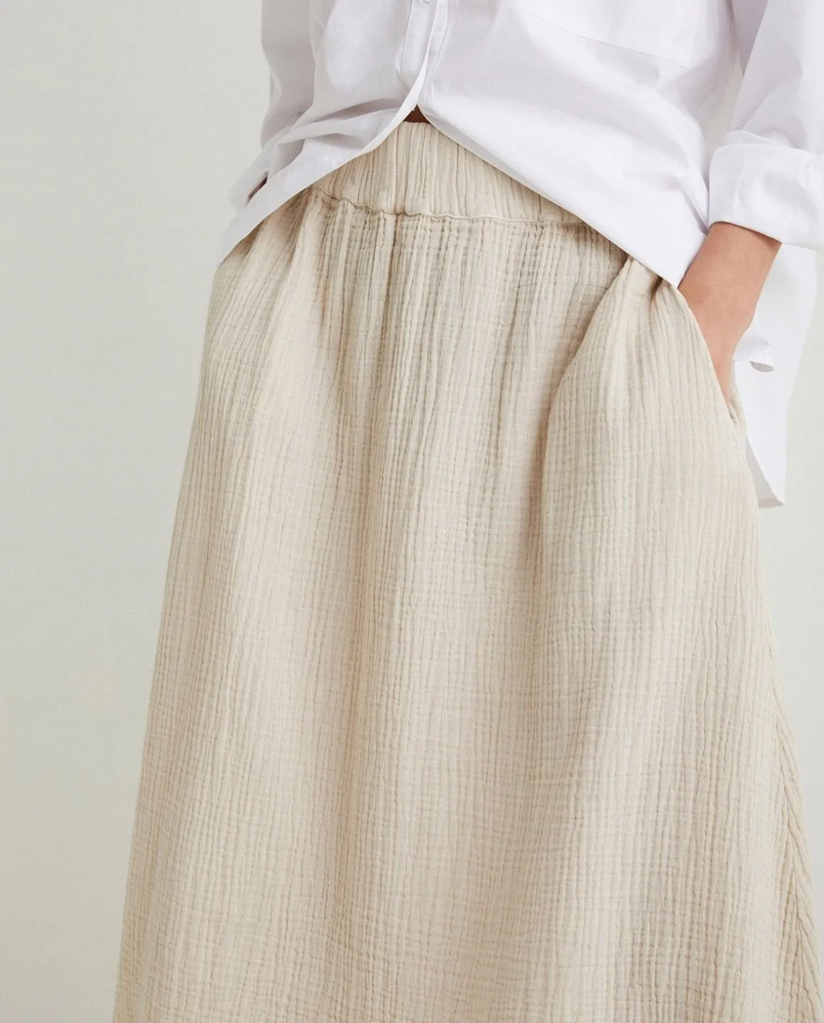 YERSE Skirts^Cotton Long Skirt Beige