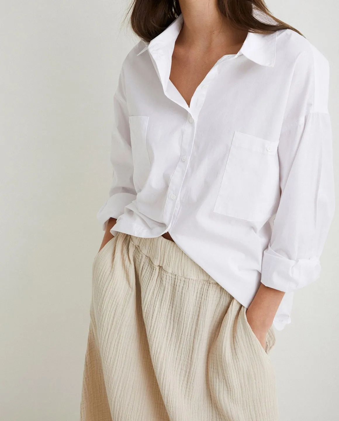 YERSE Skirts^Cotton Long Skirt Beige