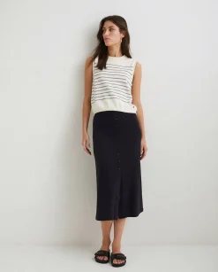 YERSE Skirts^Cotton Midi Skirt Black