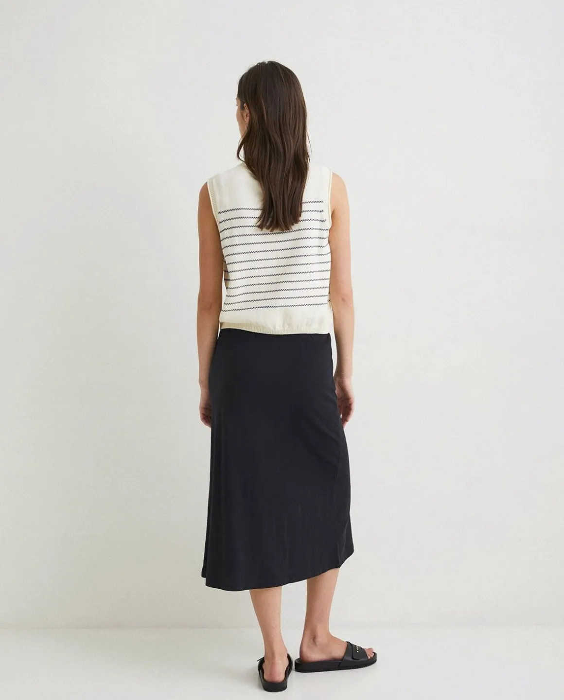 YERSE Skirts^Cotton Midi Skirt Black