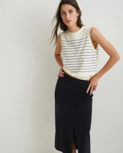YERSE Skirts^Cotton Midi Skirt Black