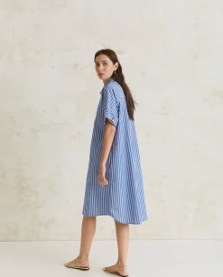 YERSE Dresses And Jumpsuits^Cotton Shirt Dress Blue Stripes